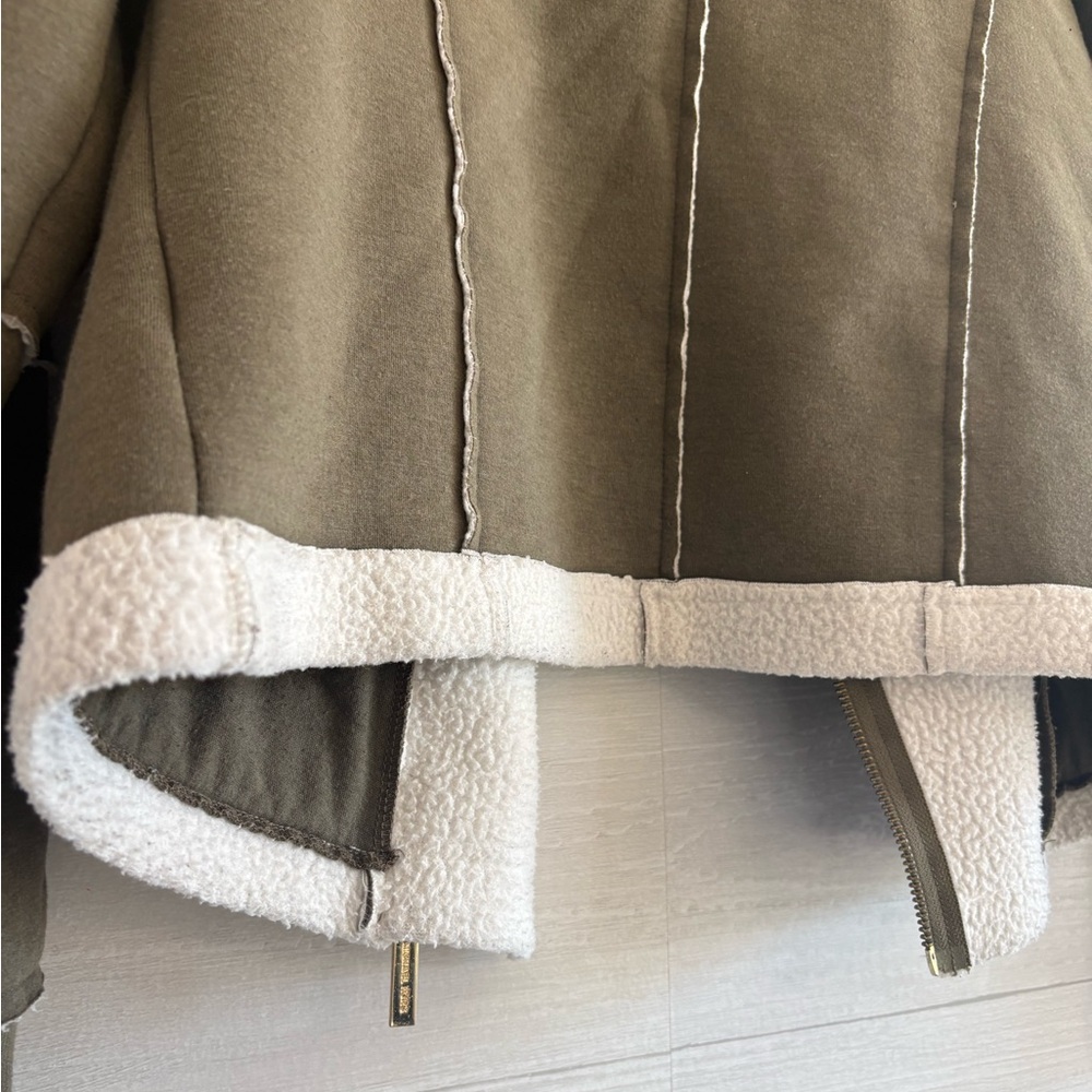 Michael Kors Olive Teddy Jacket with Cream Lining - Picture 6 of 8
